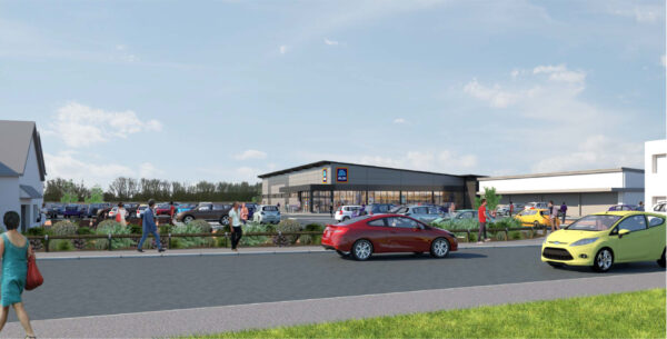 A CGI of the new Aldi store at Teal Park in Nottingham